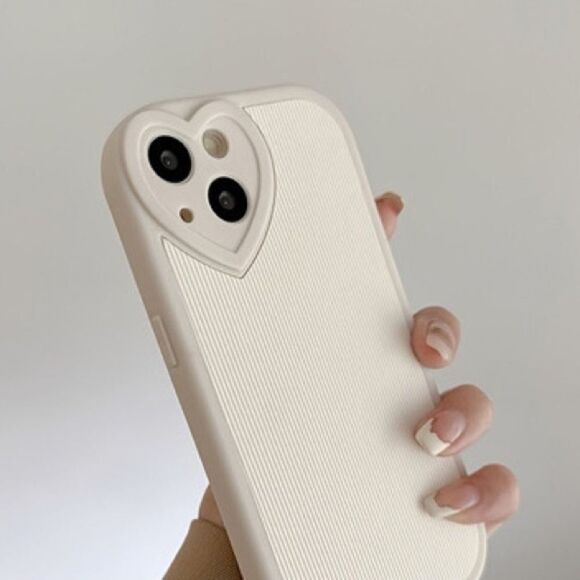 Neutral Protective iPhone 14 Pro Max Case with Heart Around Camera Lens Protect - Picture 3 of 5